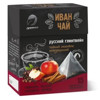 АЛТЭЯ Чайный напиток "Иван-Чай с яблоком и корицей "Русский глинтвейн", 15 пакетиков-пирамидок по 2,5 г.